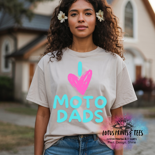 I Heart Moto Dads Pink & Blue Custom Graphic Top