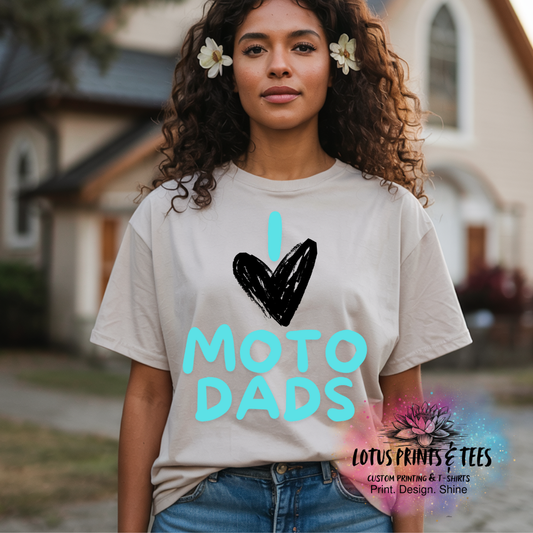I Heart Moto Dads Black & Blue Custom Graphic Top