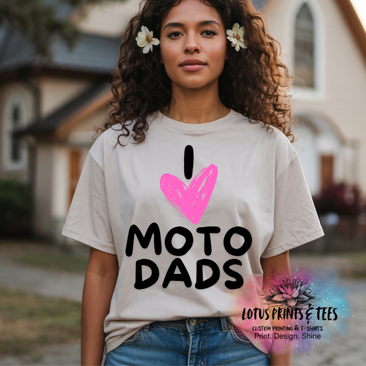 I Heart Moto Dads Pink & Black Custom Graphic Top