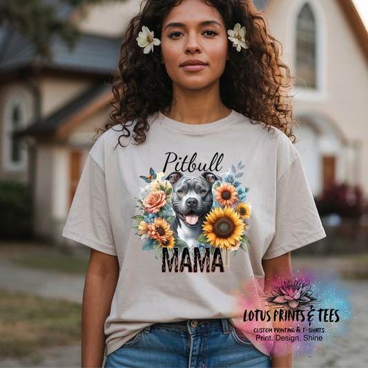 Sunflower Pitbull Mama Custom Graphic Top