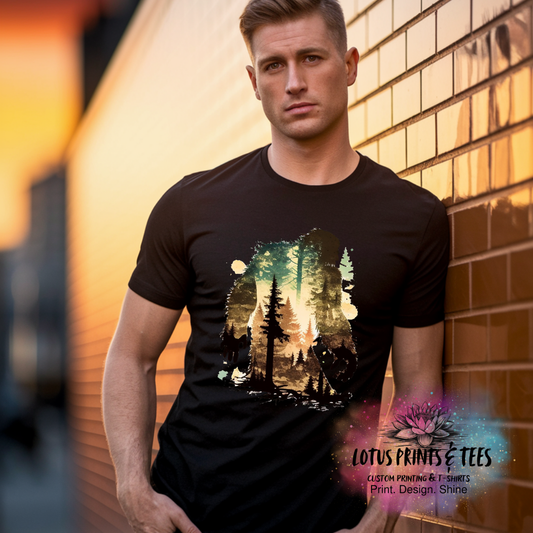 Bigfoot Forest Silhouette Custom Graphic Top