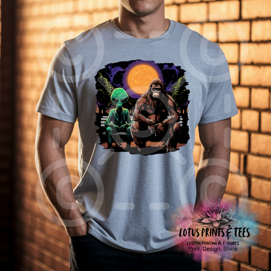 Alien Bigfoot Hangout Custom Graphic Top