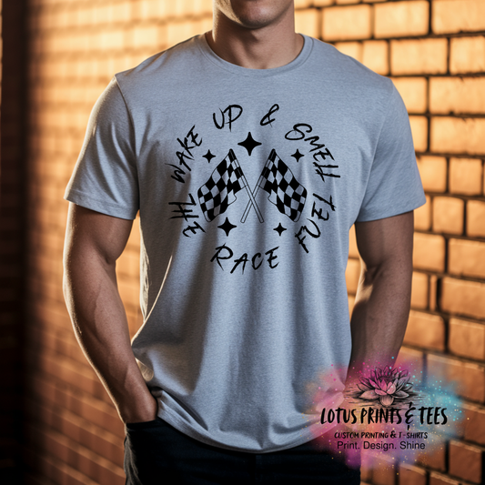 Wake Up & Smell the Race Fuel Custom Graphic Top