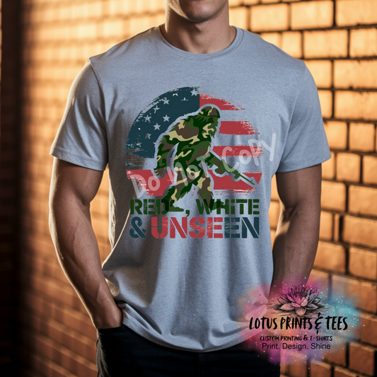 Red White and Unseen Camo Custom Graphic Top