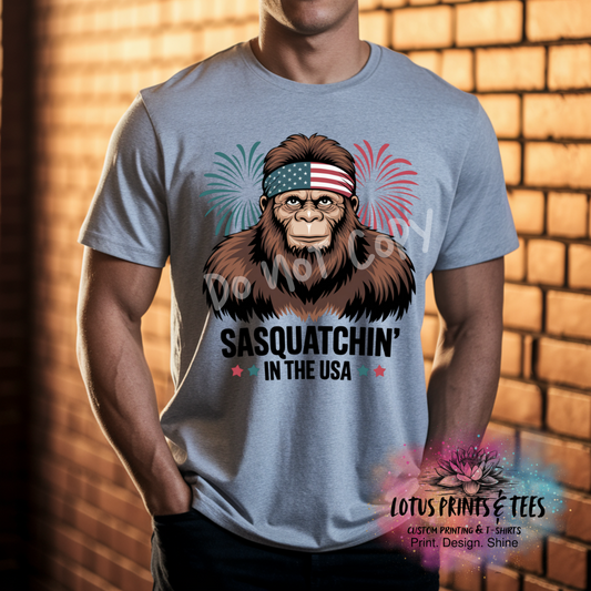 Sasquatchin in the USA Fireworks Custom Graphic Top