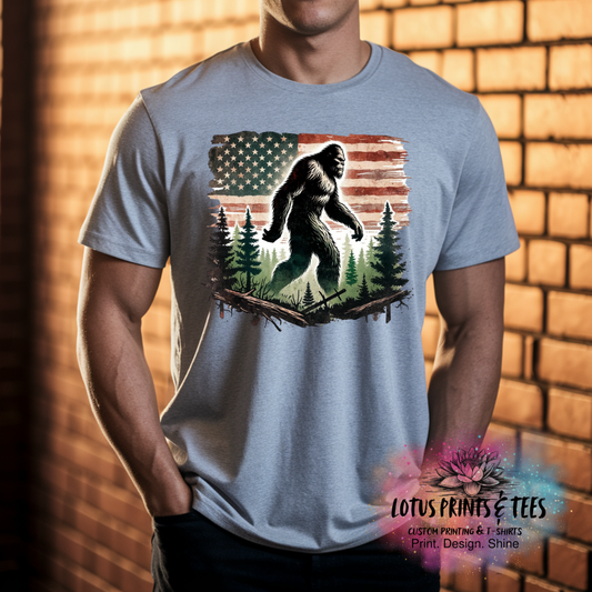 Patriotic Bigfoot Flag Custom Graphic Top