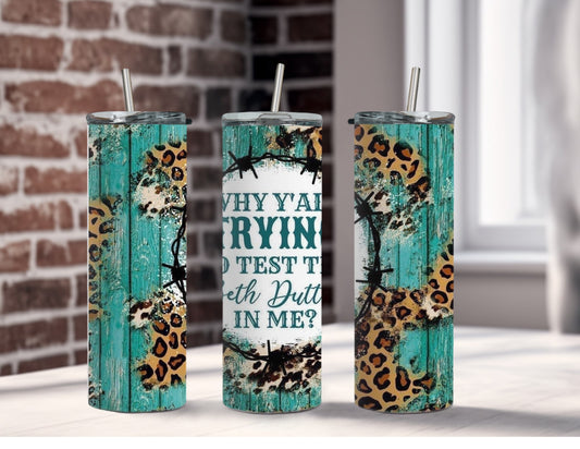 Beth Leopard Barbed Wire - Custom 20oz Sublimated Tumbler – Made to Order