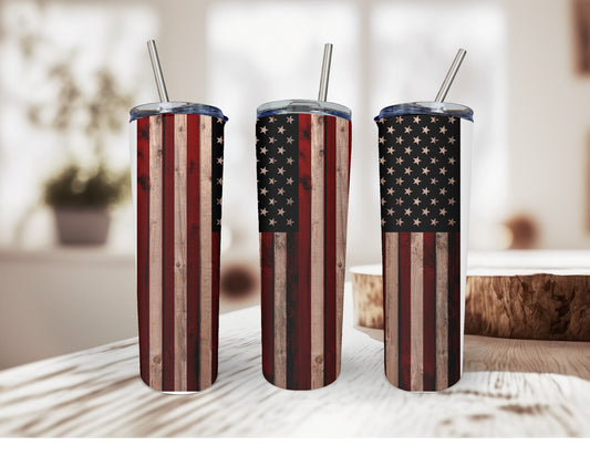 Rustic Flag - Custom 20oz Sublimated Tumbler – Made to Order