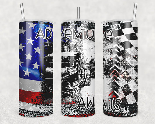 Adventure Awaits Jeep Flag - Custom 20oz Sublimated Tumbler – Made to Order