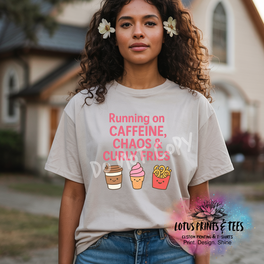 Caffeine Chaos Curly Fries Custom Graphic Top