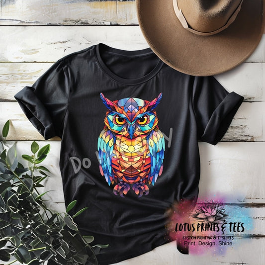 Stained Glass Owl Graphic Top