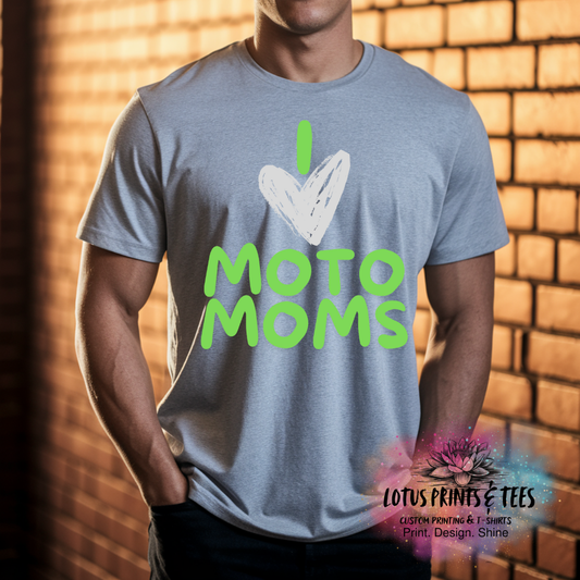 I Heart Moto Moms Green Custom Graphic Top