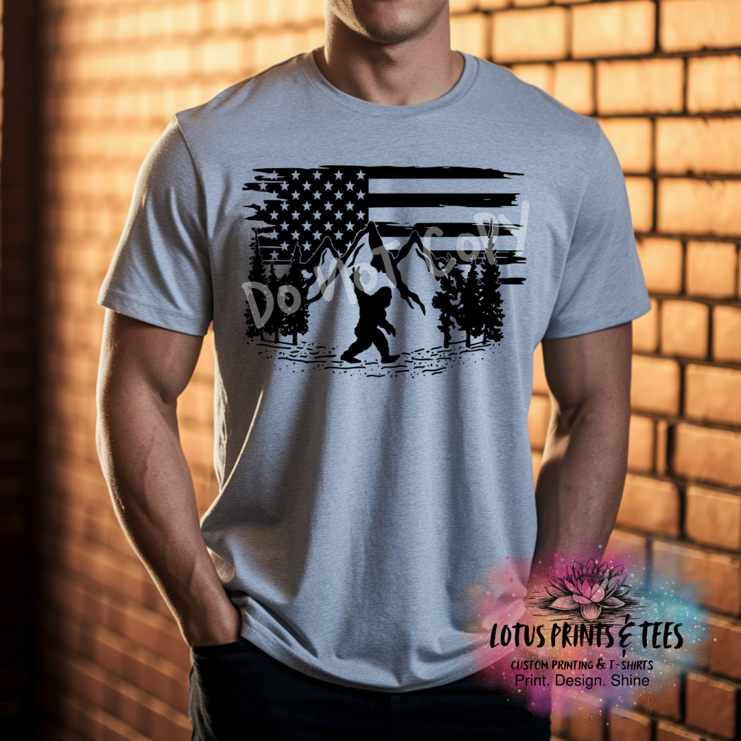 Bigfoot Mountain Flag Graphic Top