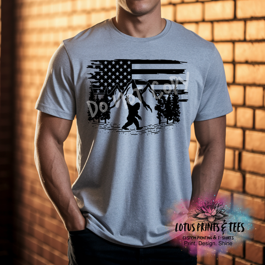Bigfoot Mountain Flag Graphic Top
