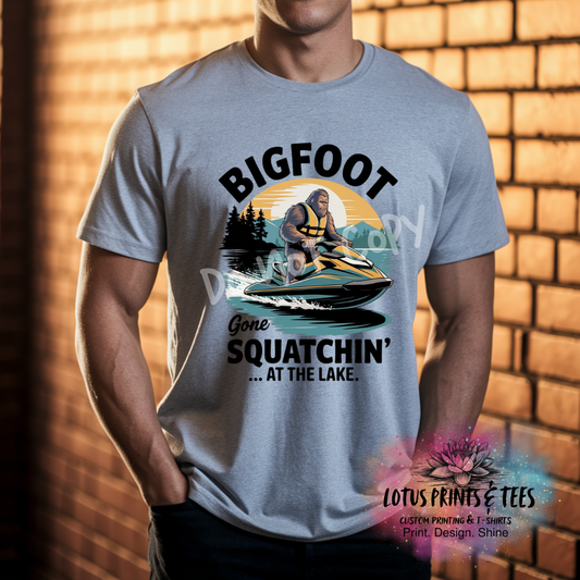 Bigfoot Gone Squatchin Lake Custom Graphic Top