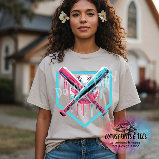 Dripping Baseball Bats Graphic Top