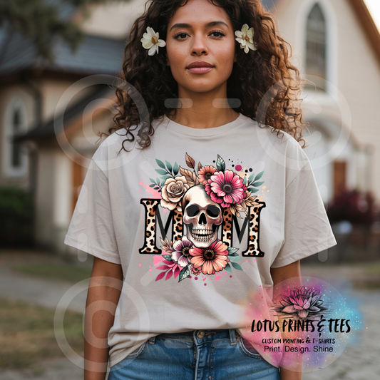 Floral Skull MOM Custom Graphic Top