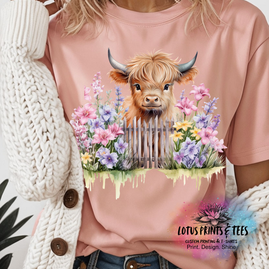 Highland Cow Baby with Floral