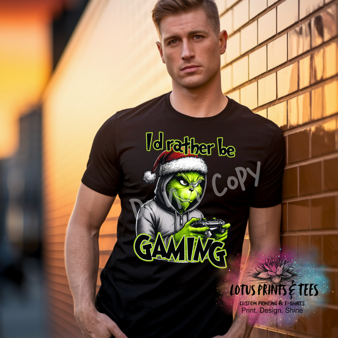 Id Rather Be Gaming Green Mean Graphic Top