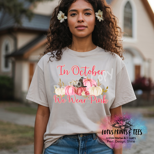 In October We Wear Pink Pumpkins Graphic Top