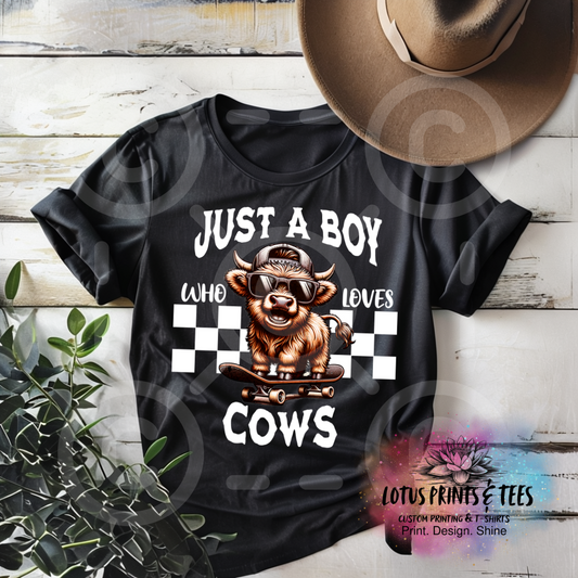 Just a Boy Who Loves Cows Custom Graphic Top