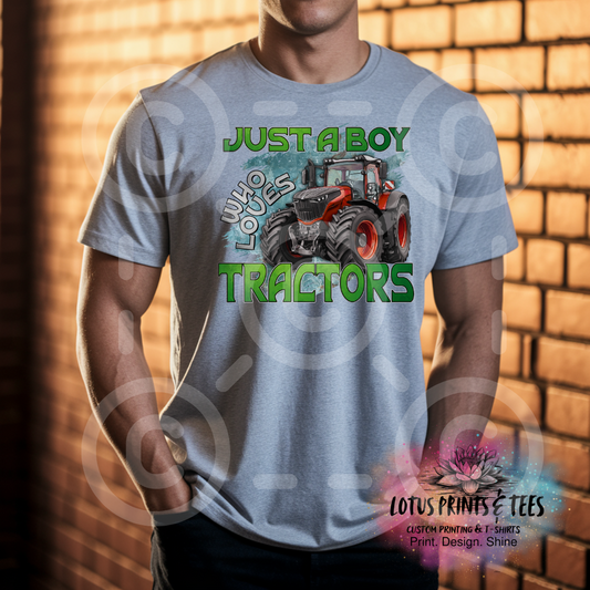 Just a Boy Who Loves Tractors Custom Graphic Top