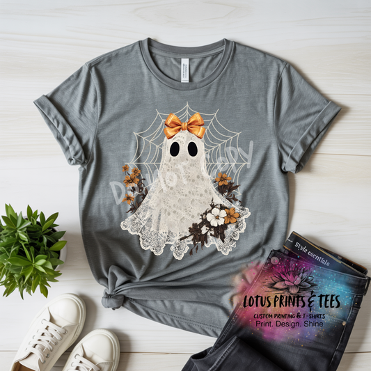 Lace Ghost And Web Floral Graphic Top