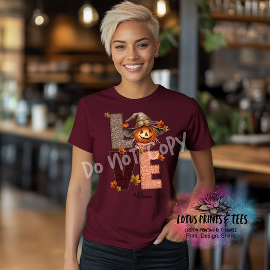 Love Fall Name Collection Graphic Top