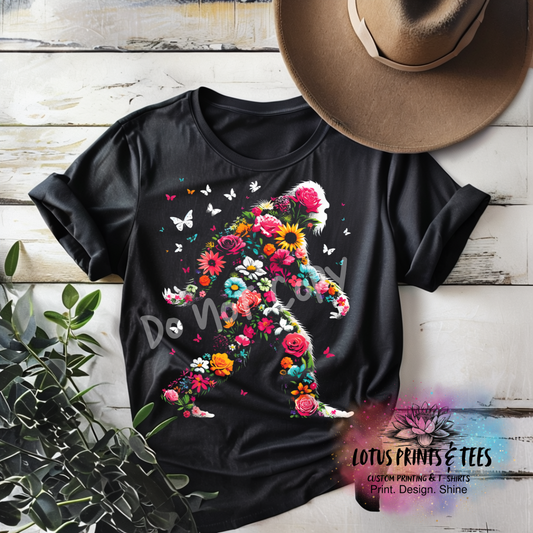 Floral Bigfoot Silhouette Custom Graphic Top