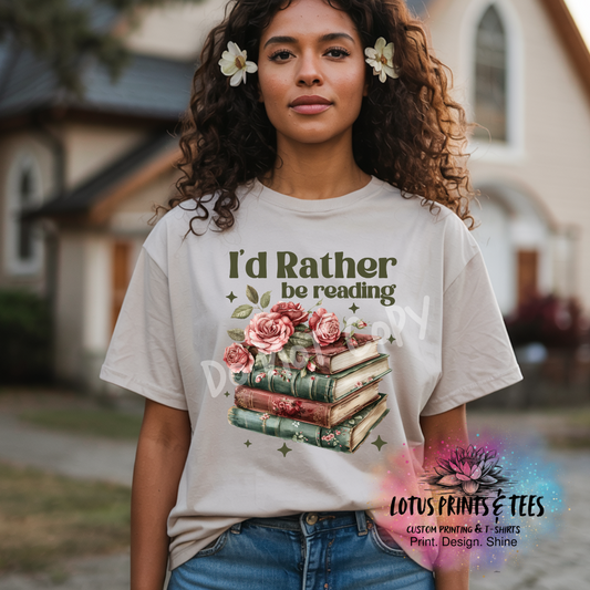 I'd Rather Be Reading Custom Graphic Top
