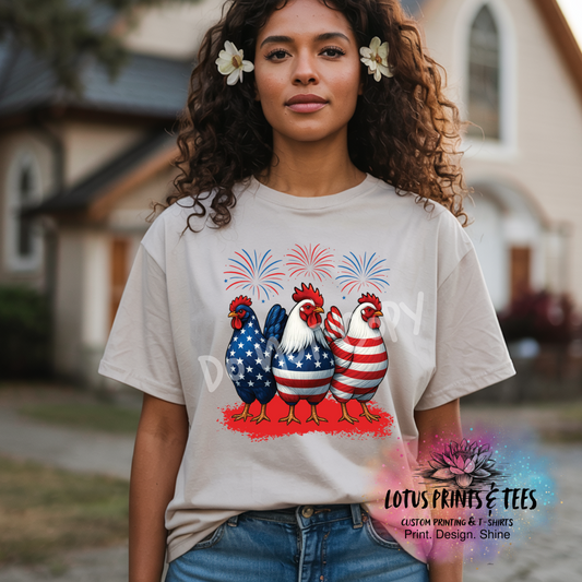 Americana Chickens Custom Graphic Top