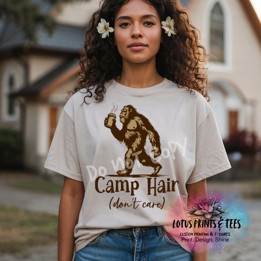 Camp Hair Dont Care Bigfoot Custom Graphic Top