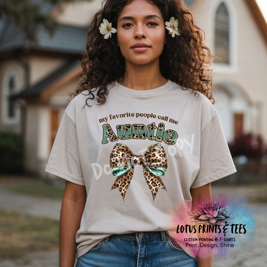 Cheetah Bow Collections with Names Custom Graphic Top