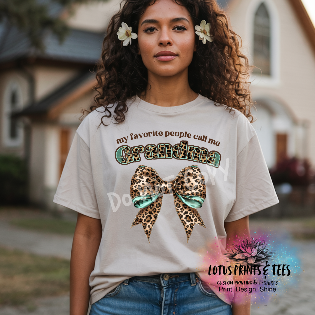 Cheetah Bow Collections with Names Custom Graphic Top