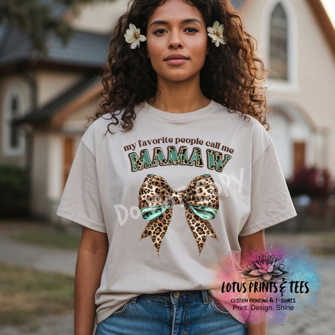 Cheetah Bow Collections with Names Custom Graphic Top