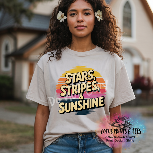 Stars Stripes and Sunshine Custom Graphic Top