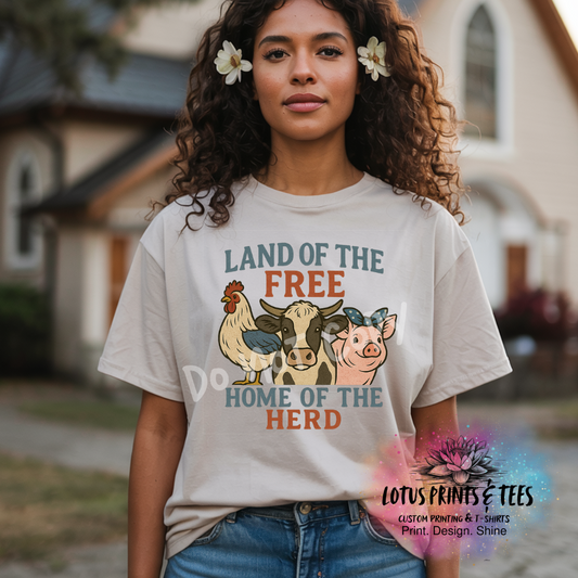 Land of the Free Home of the Herd Custom Graphic Top