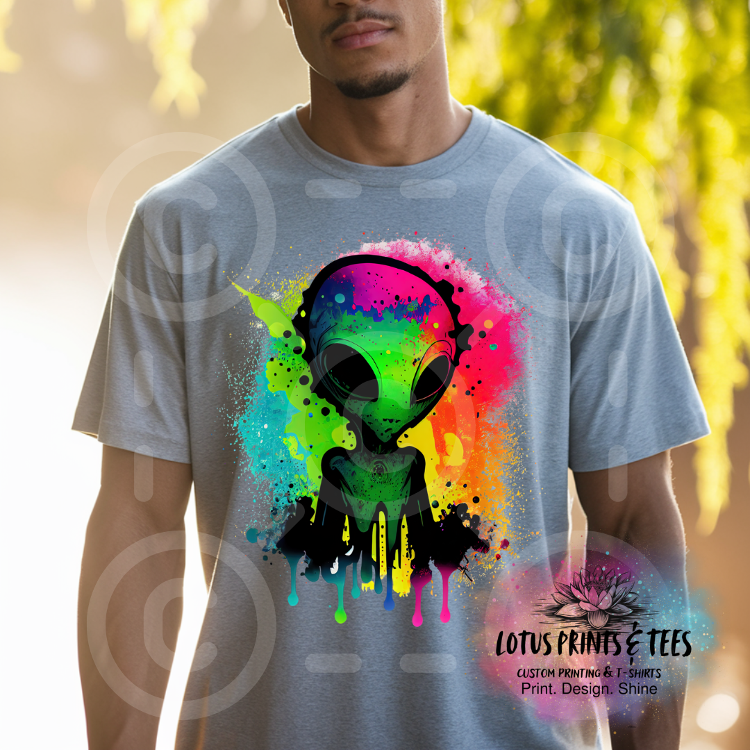 Neon Alien Drip Custom Graphic Top