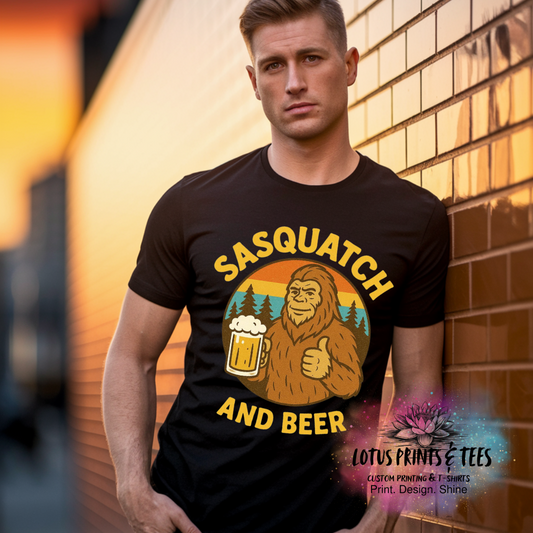 Sasquatch and Beer Custom Graphic Top