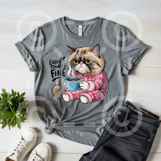 Everything's Fine Cat Custom Graphic Top