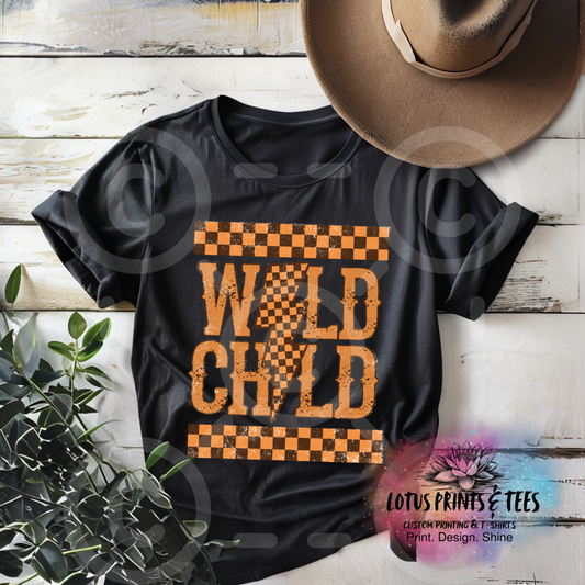 Wild Child Checkered Custom Graphic Top