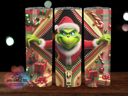 Mean Green Zipper  - Custom 20oz Sublimated Tumbler – Made to Order