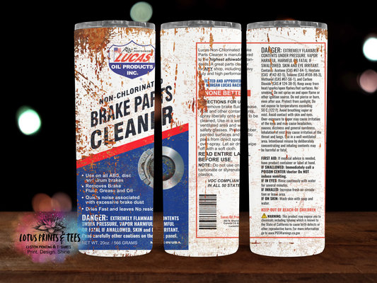 Brake Parts Cleaner  - Custom 20oz Sublimated Tumbler – Made to Order