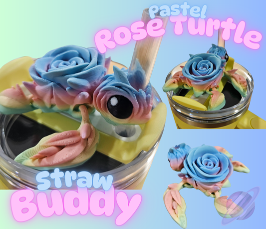 PASTEL ROSE TURTLE-3D PRINTED STRAW BUDDY