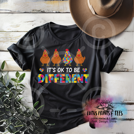 Be Different Chickens Autism Awareness Custom Graphic Top
