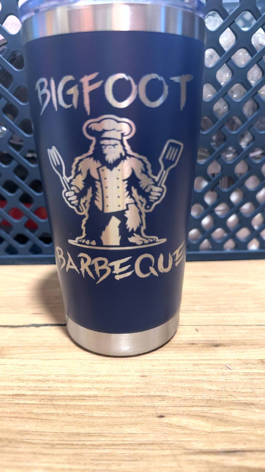 Navy Bigfoot Barbecue 20oz Laser Engraved Tumbler