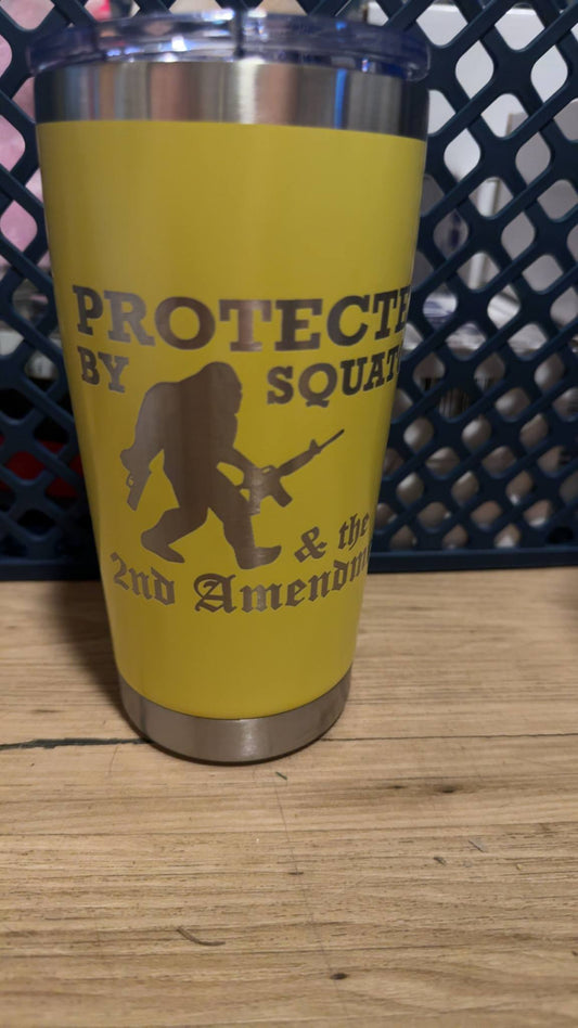 Yellow Protected by Squash 20oz Laser Engraved Tumbler