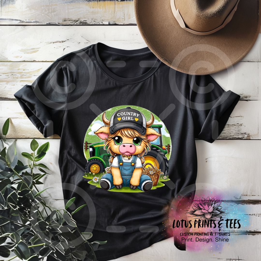 Country Girl Cow Custom Graphic Top