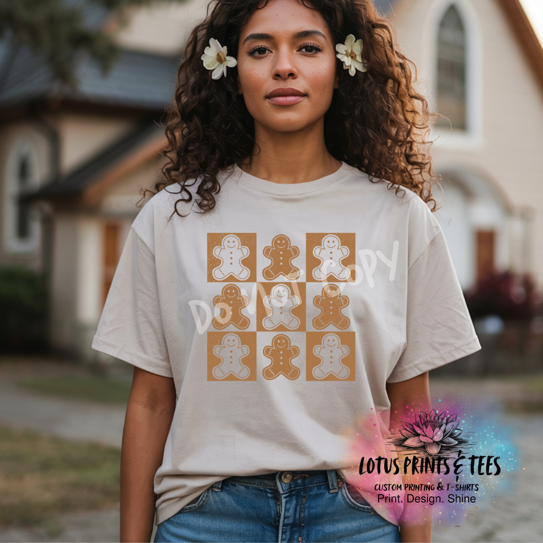 Gingerbread Checker Graphic Top