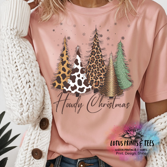 Howdy Christmas Leopard Graphic Top